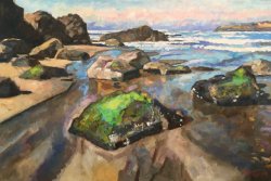 Tide Rocks at Fogarty Creek, oil on canvas, 30 x 45 inches, copyright ©2020, $3800