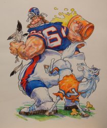 Giants vs. Broncos, 1987 copyright ©, 17 x 13 inches